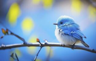 ai généré mignonne peu oiseau avec une la nature Contexte. ai généré. photo