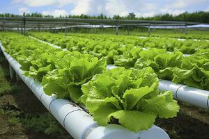 ai généré hydroponique salade croissance. ai généré photo