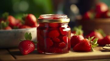 ai généré fraise confiture et Frais baies. génératif ai photo