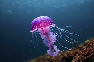 ai généré mauve aiguillon violet méduse. ai généré. photo