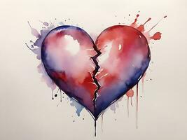 ai généré aquarelle cœur art aimer, des relations, et 3d la Saint-Valentin journée concep photo