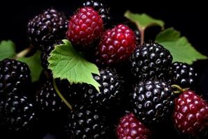 ai généré acidulé Loganberry noir baie. produire ai photo