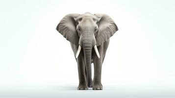 ai généré l'éléphant sur blanc Contexte. animal, mammifère, faune, safari photo