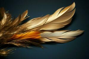 ai généré mode élégance élégant Contexte avec d'or plumes, idéal pour l'image de marque photo