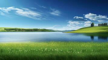 ai généré le Lac est une magnifique endroit à se détendre et prendre plaisir le paysage photo