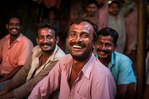 ai généré Indien Hommes souriant ensemble la diversité concept avec génératif ai photo