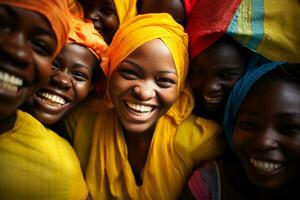 ai généré africain femmes souriant ensemble la diversité concept avec génératif ai photo