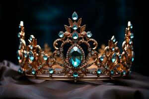 ai généré une bleu diamant couronne bokeh style Contexte avec généré ai photo