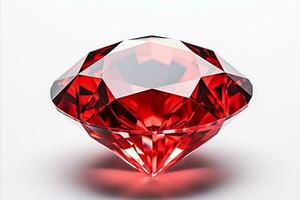 ai généré brillant rouge diamant isolé sur blanc Contexte pour bijoux dessins et luxe concepts photo