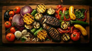 ai généré saveur en bois un barbecue nourriture photo