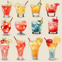 ai généré cocktail mocktail les boissons collection illustration l'eau Couleur Facile Contexte photo