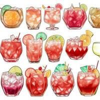 ai généré cocktail mocktail les boissons collection illustration l'eau Couleur Facile Contexte photo