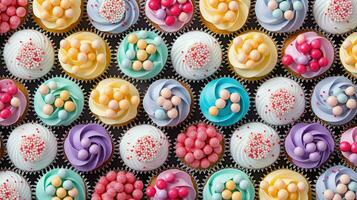 ai généré boulangerie coloré petit gâteau nourriture photo