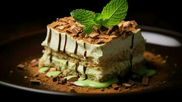 ai généré dessert menthe tiramisu nourriture photo