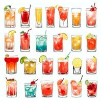 ai généré cocktail mocktail les boissons collection illustration l'eau Couleur Facile Contexte photo