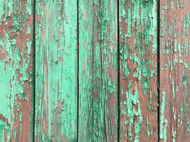 craquelé peindre sur vieux lumière vert bois planches. photo