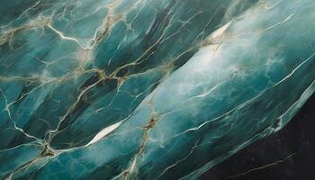 ai généré abstrait sarcelle bleu marbre texture, fluide art marbre vagues acrylique Contexte photo
