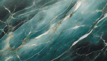 ai généré abstrait sarcelle bleu marbre texture, fluide art marbre vagues acrylique Contexte photo