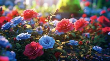 ai généré des roses dans le jardin photo