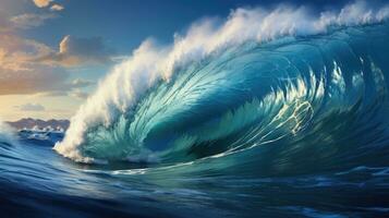 ai généré mer vague pour surfant sur l'eau surface photo