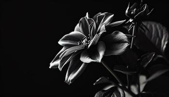 ai généré noir et blanc photo de l'eau gouttelettes sur une Roche