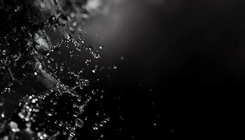 ai généré noir et blanc photo de l'eau gouttelettes sur une Roche