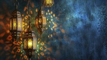 ai généré Ramadan kareem islamique salutation carte Contexte photo