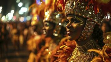 ai généré carnaval parade sur le rue dans Rio de janeiro photo