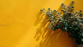 ai généré Jaune peindre sur une mur avec une Jaune Contexte photo