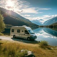 ai généré Voyage avec caravane photo