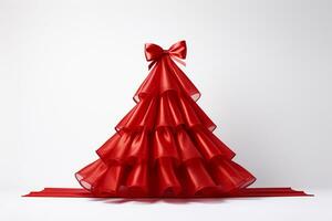 ai généré rouge Noël arbre fabriqué avec ruban photo