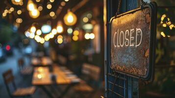 ai généré signe avec le texte fermé à le restaurant. photo