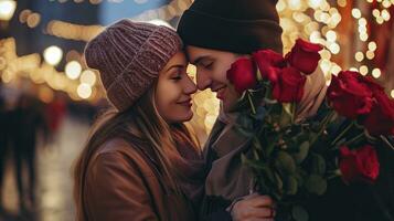 ai généré couple sur valentines journée. photo