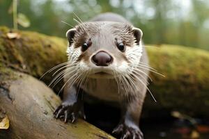 ai généré loutre dans le l'eau. ai généré photo