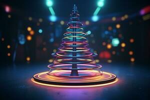 ai généré Noël arbre concept fabriqué de lumière Piste La technologie concept photo