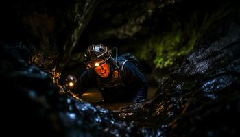 ai généré dévoilement mystères dans le profondeurs de spéléologie photo