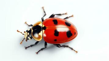 ai généré coccinelle sur blanc Contexte. bogue, insecte, animal photo