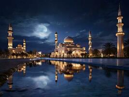 ai généré Ramadan photo avec une magnifique mosquée