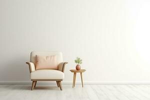 ai généré 3d rendu minimal style moderne vivant pièce intérieur conception avec moderne chaise photo