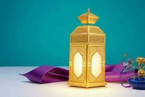 ai généré fête de islamique eid mubarak et eid Al adha lanterne Contexte et bannière conception. pro photo