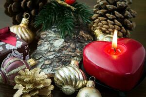 Noël décoration avec Noël babioles et Noël bougie photo