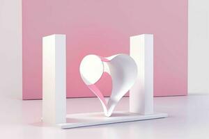 ai généré 3d le rendu podium pour produit afficher maquette, la Saint-Valentin journée l'amour forme Contexte. pro photo