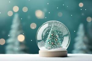 ai généré Noël arbre sur verre globe ornement photo