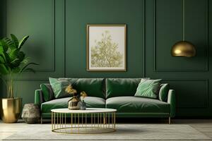 ai généré 3d rendu minimal style moderne vivant pièce intérieur conception avec canapé photo