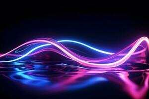 ai généré bleu et rose lumière Danse dans une étourdissant abstrait vague La technologie photo