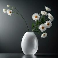 ai généré vase verre moderne blanc vase fleur minimaliste intérieur décor. ai génératif photo