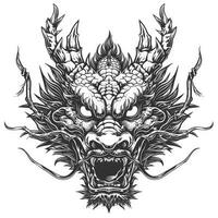 ai généré noir et blanc ligne dessin Facile logo Japonais à trois yeux dragon diriger. photo