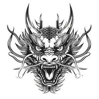 ai généré noir et blanc ligne dessin Facile logo Japonais à trois yeux dragon diriger. photo