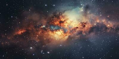 ai généré nuit ciel univers rempli avec étoiles, nébuleuse et galaxie. photo