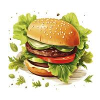 ai généré Frais savoureux Burger isolé sur blanc Contexte photo